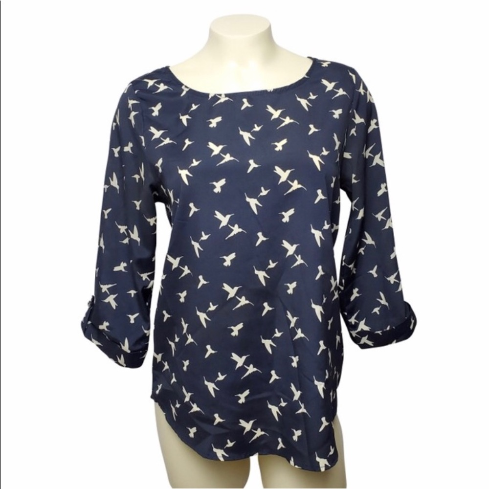 Everly navy blouse